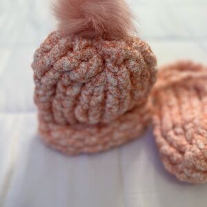 Cozy Pink Knit Beanie and Mittens Set